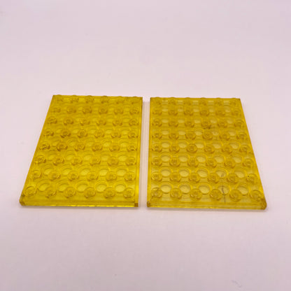 LEGO Plates, 8x6, Transparent Yellow, Space, 2 Pieces, marked