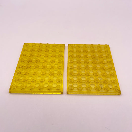 LEGO Plates, 8x6, Transparent Yellow, Space, 2 Pieces, marked