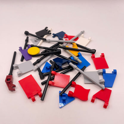 LEGO Plain Colourful Flags / Poles, 40 Pieces