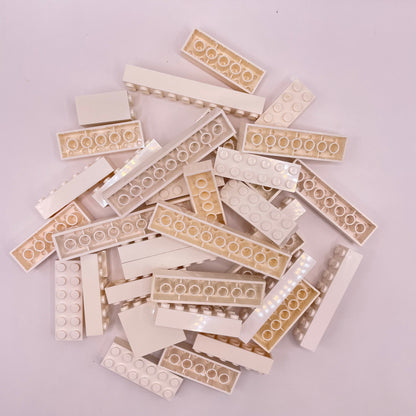 LEGO Bricks, Long, 2x Wide, White, Approx. 140g