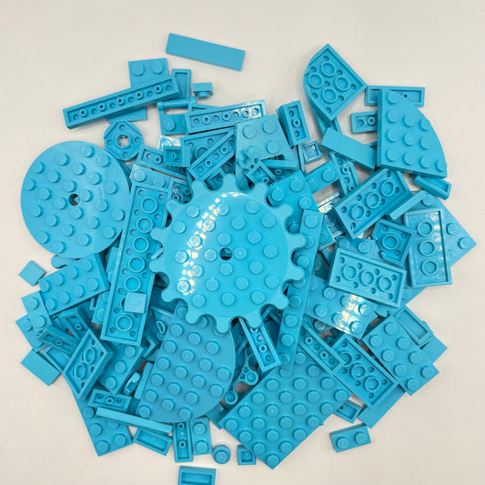 LEGO Plates and Tiles, Medium Azure, Approx. 100g