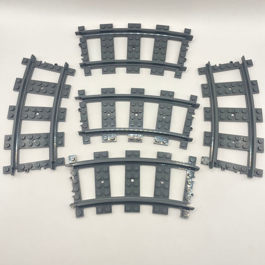 LEGO Dark Bluish Grey, RC Train Track, Curve, 5 Pieces