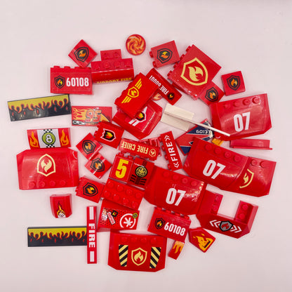 LEGO  Fire, Stickers/ Printed Pieces, Red, Approx. 65g
