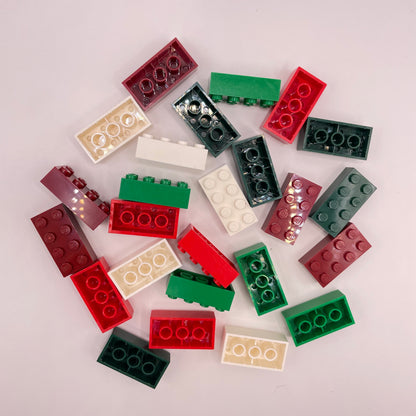 LEGO 2 x 4 Bricks, Mixed Colours, Christmas, 25 Pieces