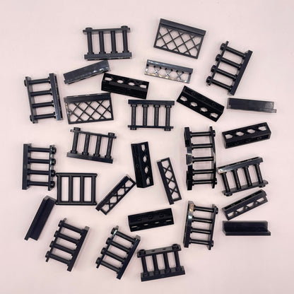 LEGO Rails And Fences, Building Pieces, Black, 25 Pieces
