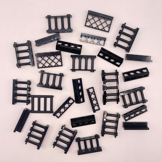 LEGO Rails And Fences, Building Pieces, Black, 25 Pieces