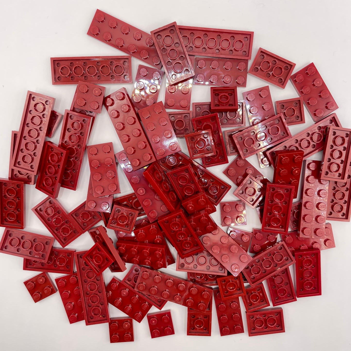 LEGO Plates, 2x Wide, Dark Red, Approx. 90g