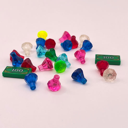 LEGO Treasure, Crystals, Gem Stones, Mixed Pieces, (25 Pieces)