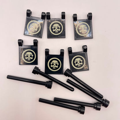 LEGO Skull Flags / Poles, 12 Pieces