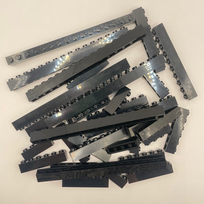 LEGO Long, Bricks, 1x Wide, Black, Approx. 100g