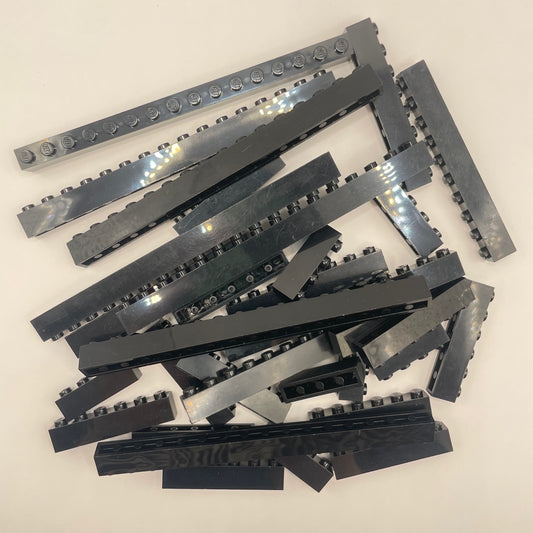 LEGO Long, Bricks, 1x Wide, Black, Approx. 100g