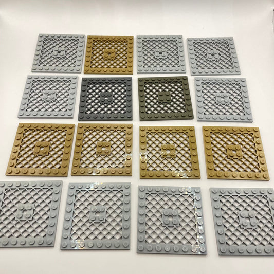 LEGO Plates 8x8 Grill, Mixed Grey and Tan, 16 Pieces