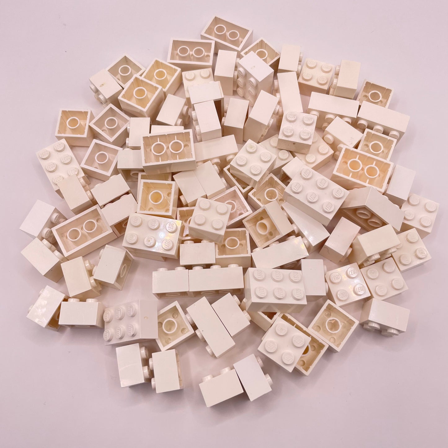 LEGO Bricks, Short, 2x Wide, White, Approx. 135g