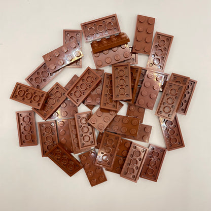 LEGO Plates, 2x4, Reddish Brown, 40 Pieces