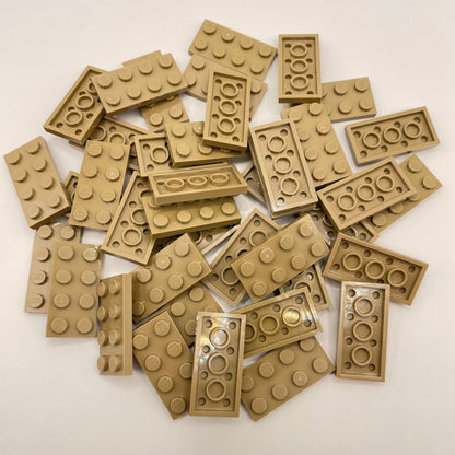 LEGO Plates, 2x4, Dark Tan, 40 Pieces