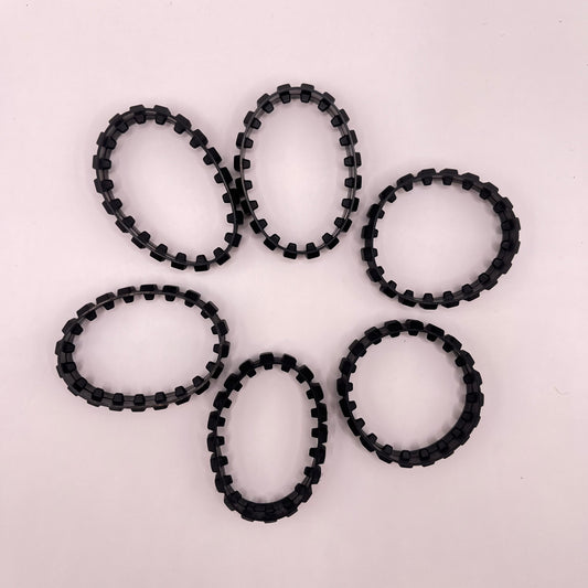 LEGO Rubber Tread, 20 Links, Black, Vehicle Pieces, 6 Pieces