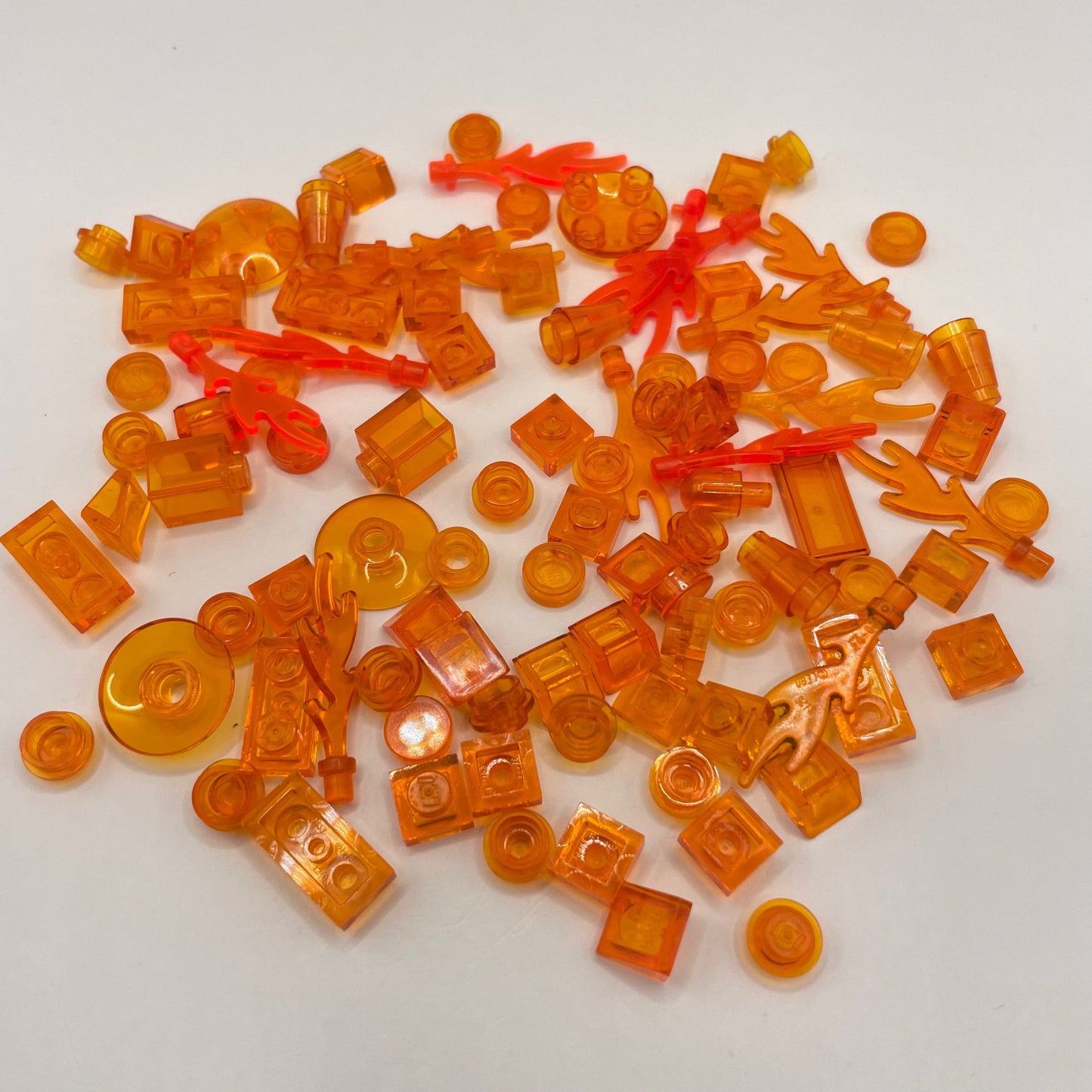 LEGO Transparent Orange, Mixed Pieces with Flames, (100 Pieces)