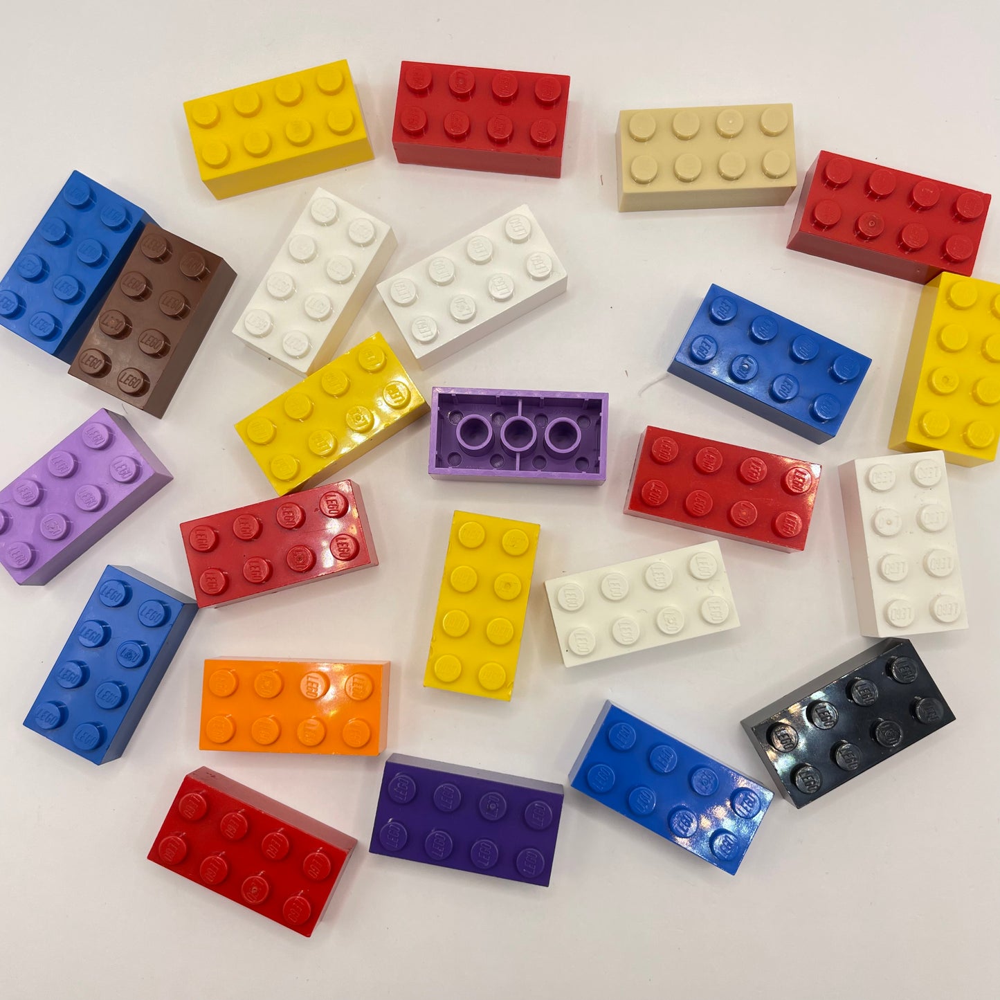 LEGO 2 x 4 Bricks, Mixed Colours, 25 Pieces