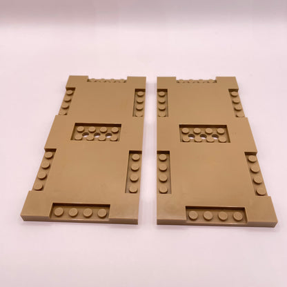LEGO 8x16 Modified Plates, Dark Tan, 2 Pieces,