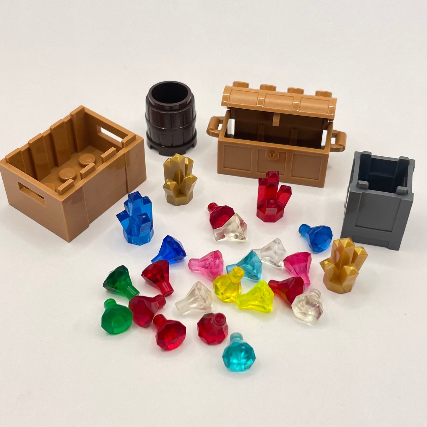 LEGO Treasure Chests, Gem Stones, Gold, Mixed Pieces, (28 Pieces)