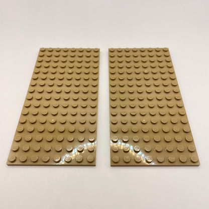 LEGO 8x16 Plates, Dark Tan, 2 Pieces,