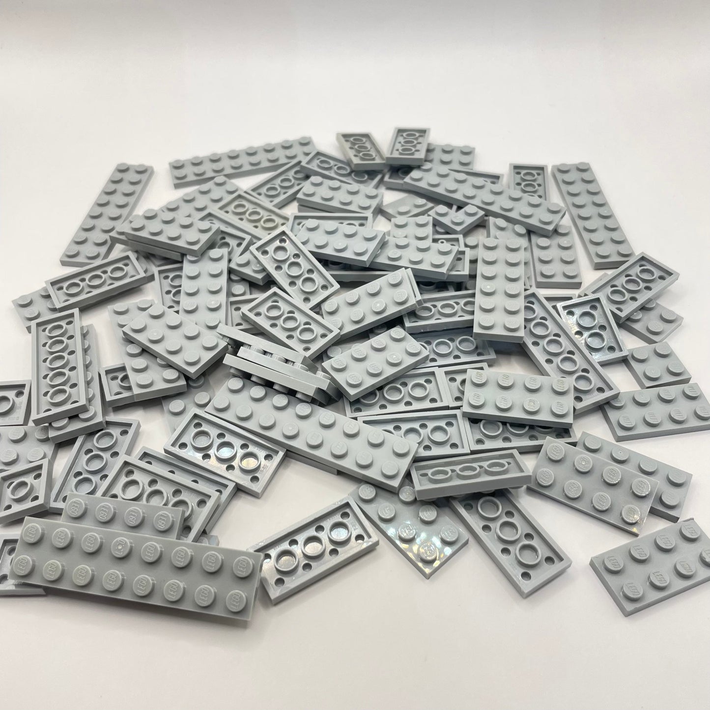 LEGO Small Plates 2x Wide, Light Bluish Grey, Approx. 110g