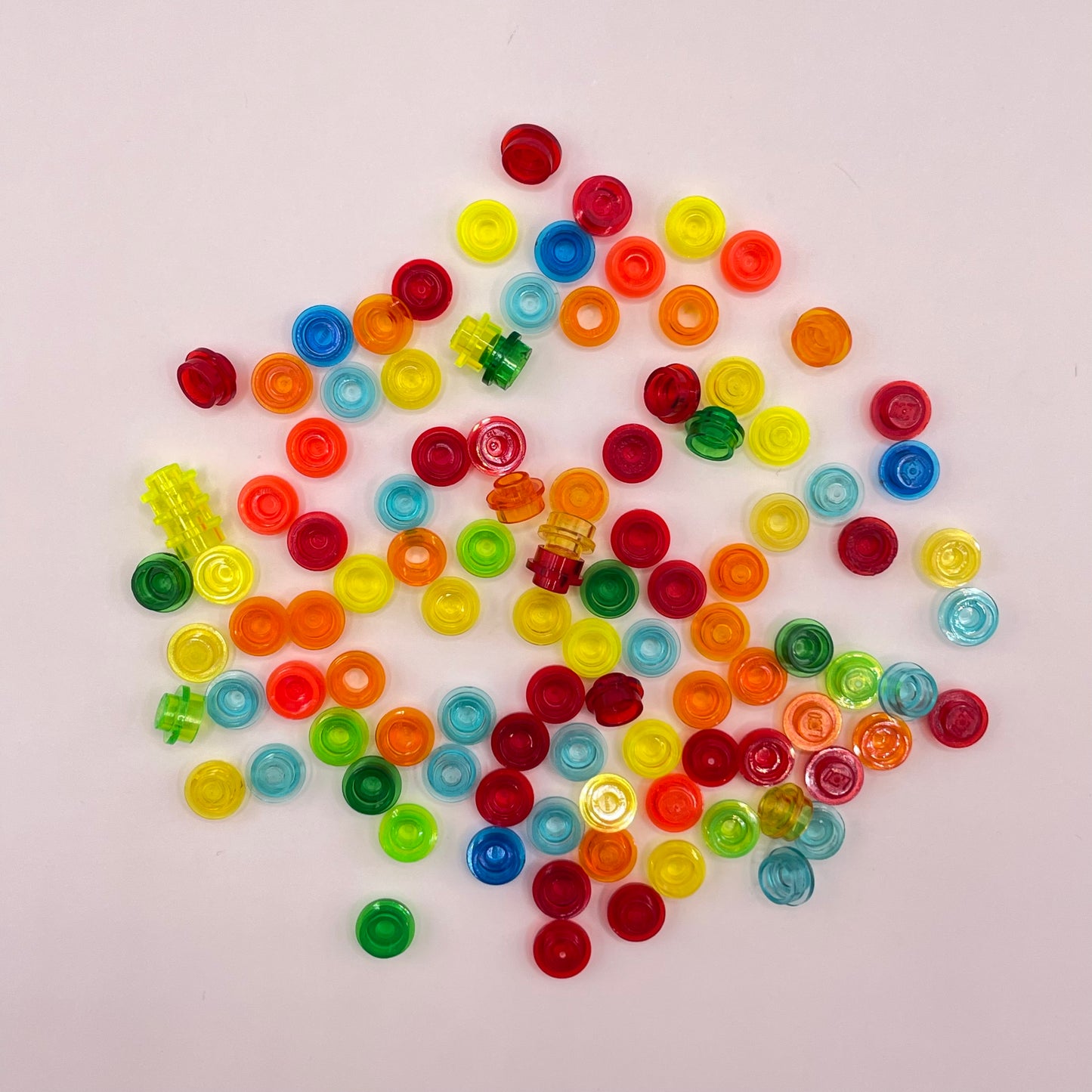 LEGO Mixed Colours, Transparent, 1x1 Round, (100 Pieces)