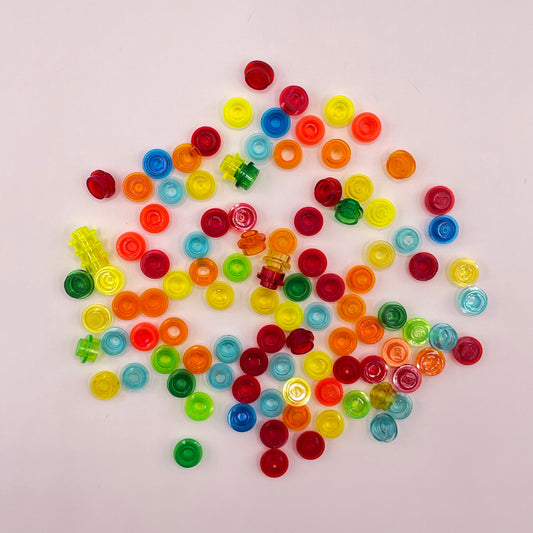 LEGO Mixed Colours, Transparent, 1x1 Round, (100 Pieces)