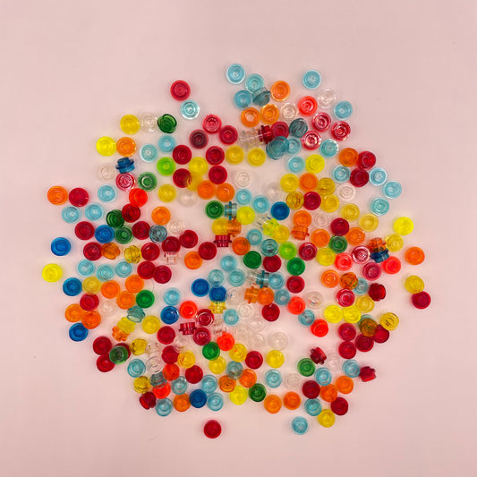 LEGO Mixed Colours, Transparent, 1x1 Round, (250 Pieces)