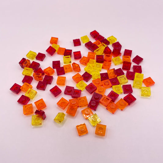 LEGO Square Plates 1x1, Transparent, Sunset Blend, 100 Pieces