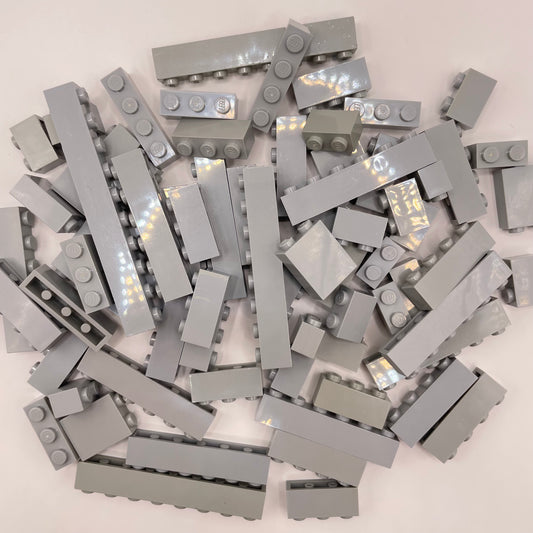 LEGO Bricks 1x Wide, Light Bluish Grey, Approx. 100g