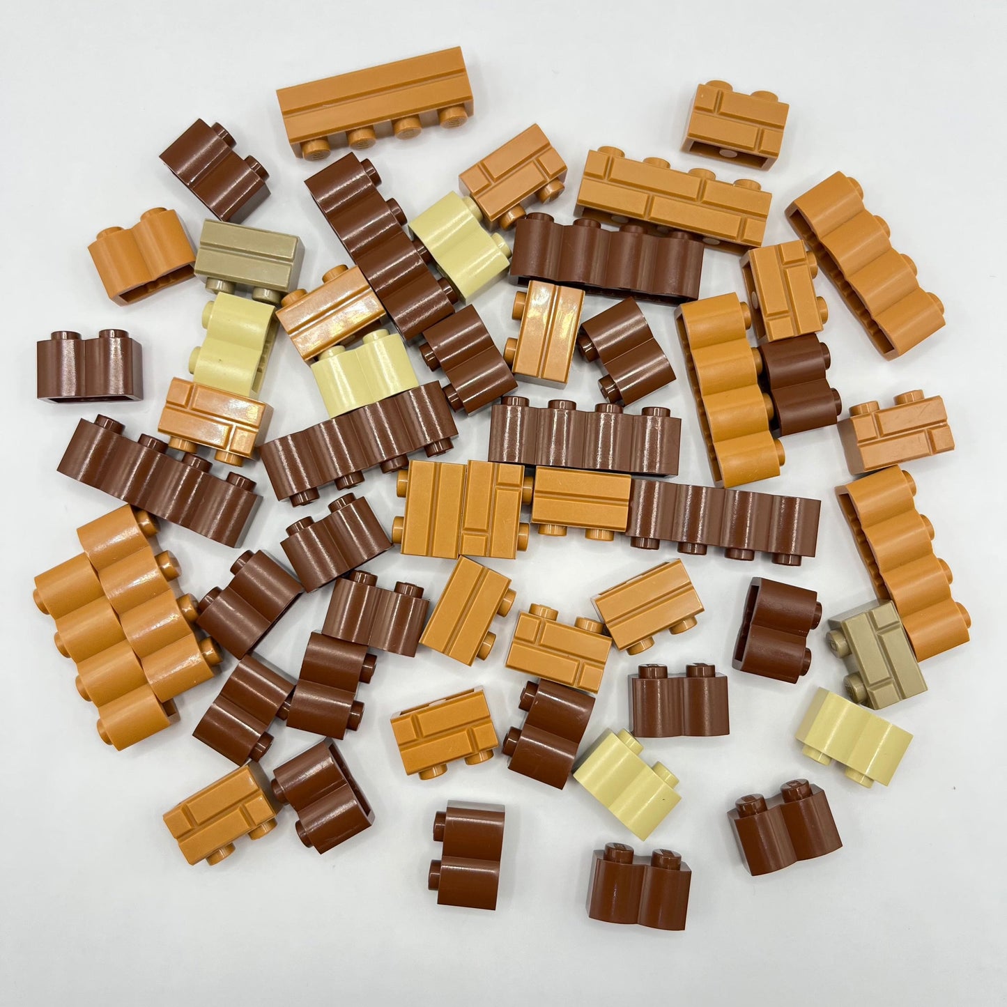 LEGO Textured Brick, Mixed Brown, 50 pieces