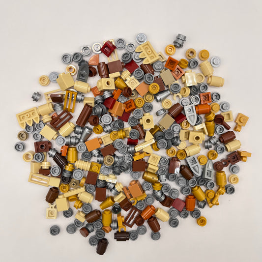 LEGO Greebling, Metallics and Brown Tones, Approx. 50g