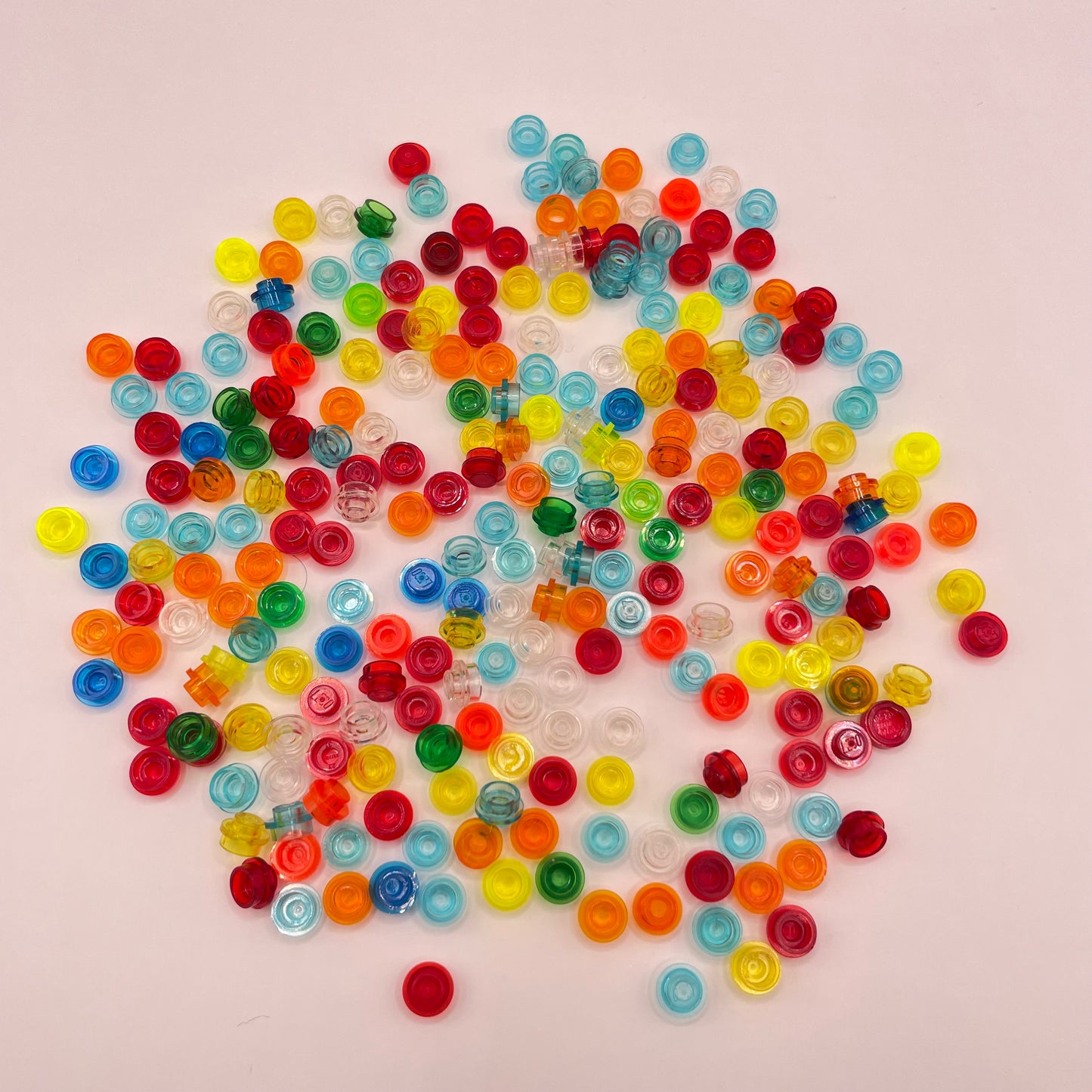 LEGO Mixed Colours, Transparent, 1x1 Round, (250 Pieces)