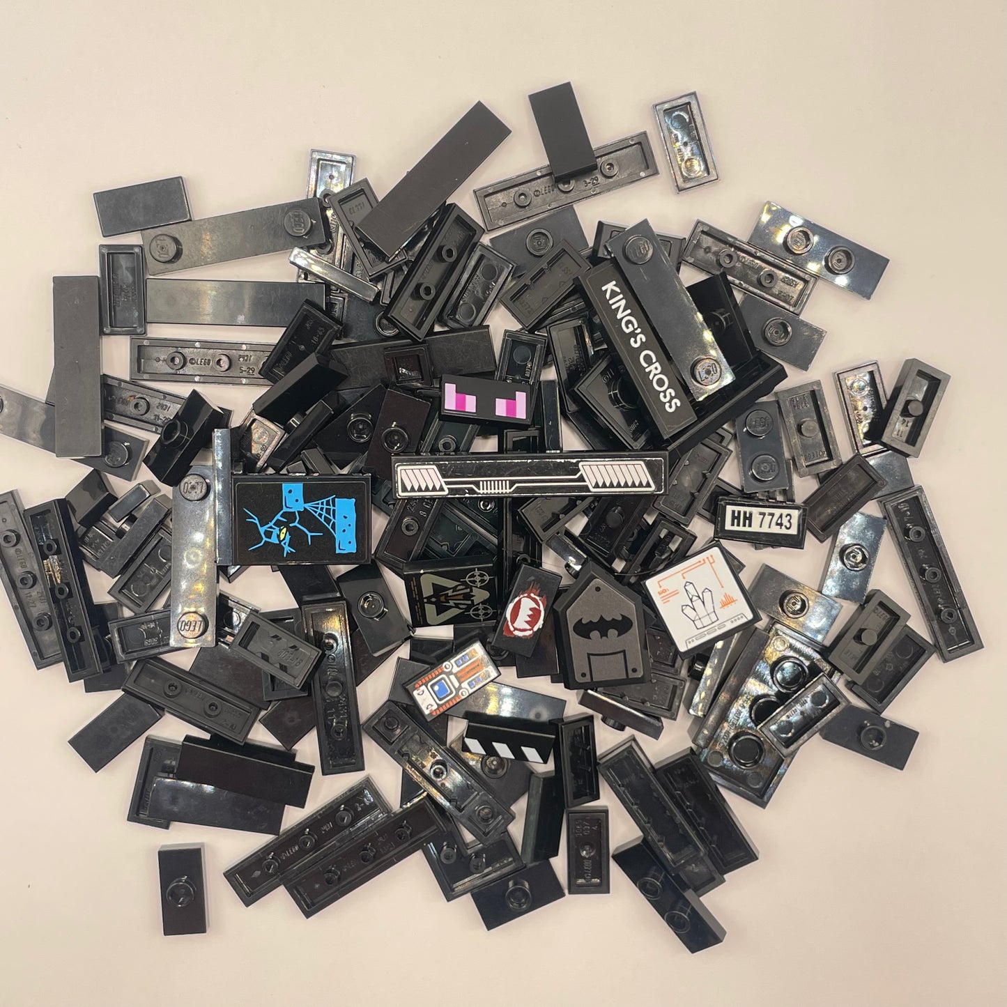 LEGO Small Tiles With Stickers, Black, Approx. 50g