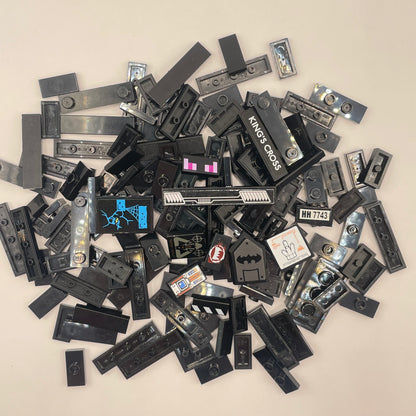 LEGO Small Tiles With Stickers, Black, Approx. 50g