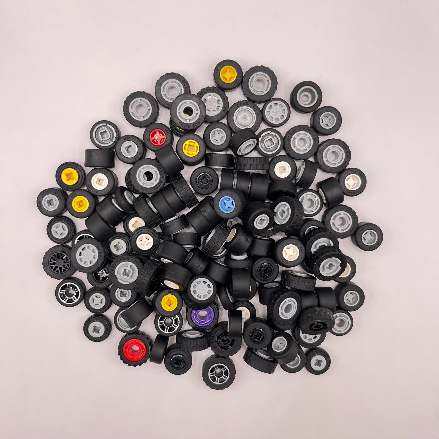 LEGO Small Mixed Wheels, Mixed Colours, Vehicle Pieces, Approx. 130g