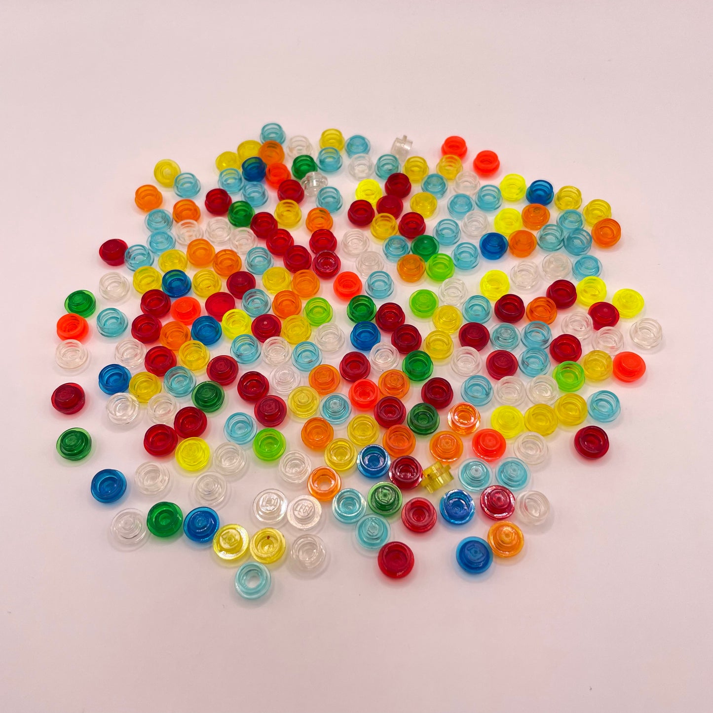 LEGO Mixed Colours, Transparent, 1x1 Round, (200 Pieces)