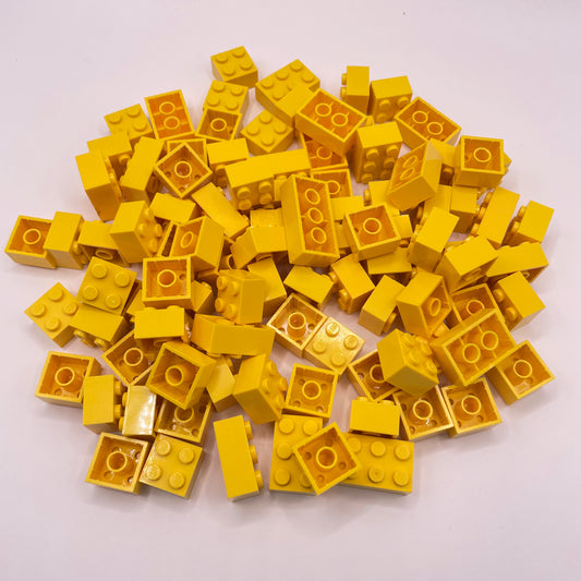 LEGO Bricks, Short, 2x Wide, Yellow, Approx. 130g