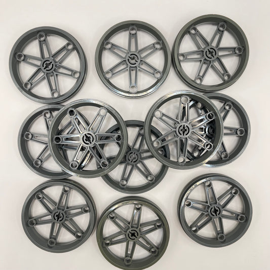 LEGO Motorcycle Wheel, 61.6 x 13.6, Dark Bluish Grey, Vehicle, 12 Pieces, Colour faded