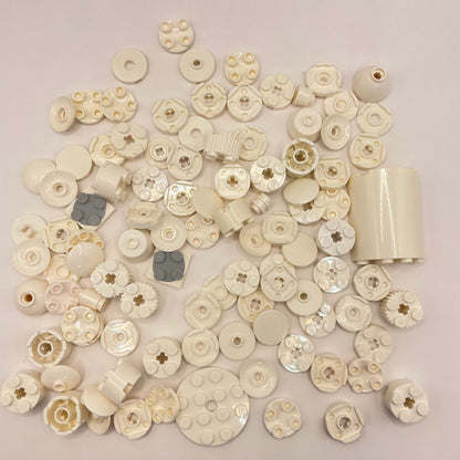 LEGO Round Pieces, White, Approx. 50g