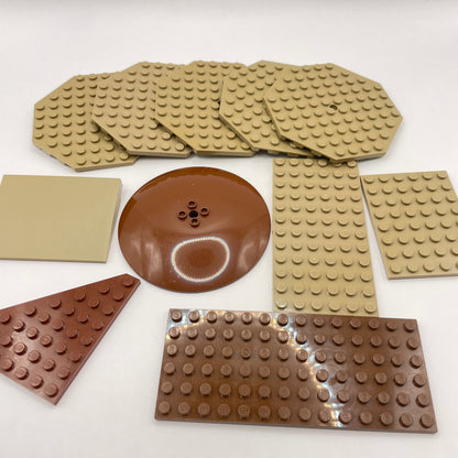 LEGO Medium Plates, Brown and Tan, Approx. 100g