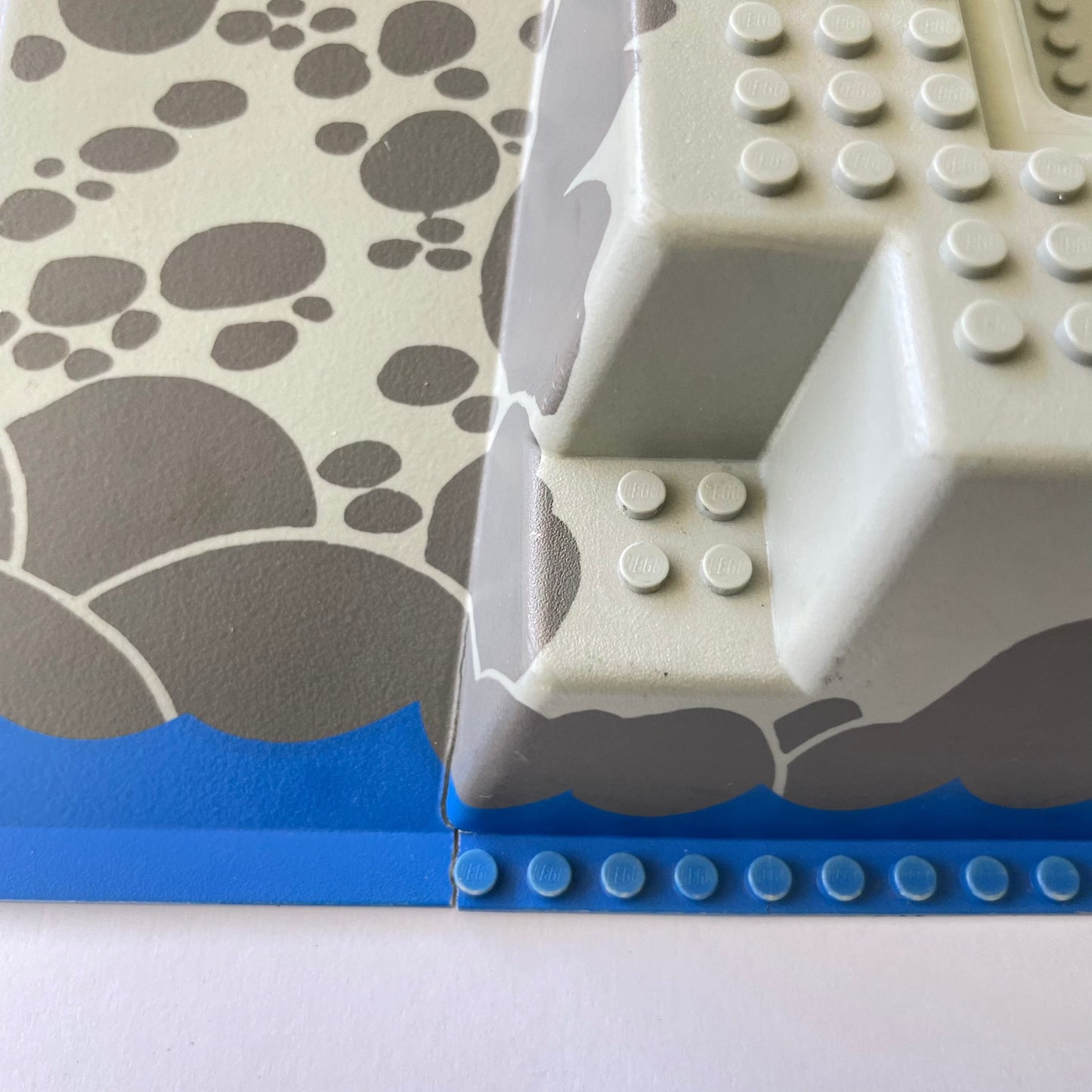 LEGO Baseplate Raised, Light Grey, Ramp and Pit with Blue Water Around, 32x32, From Eldorado Fortress and Imperial Trading Post, Very Rare.