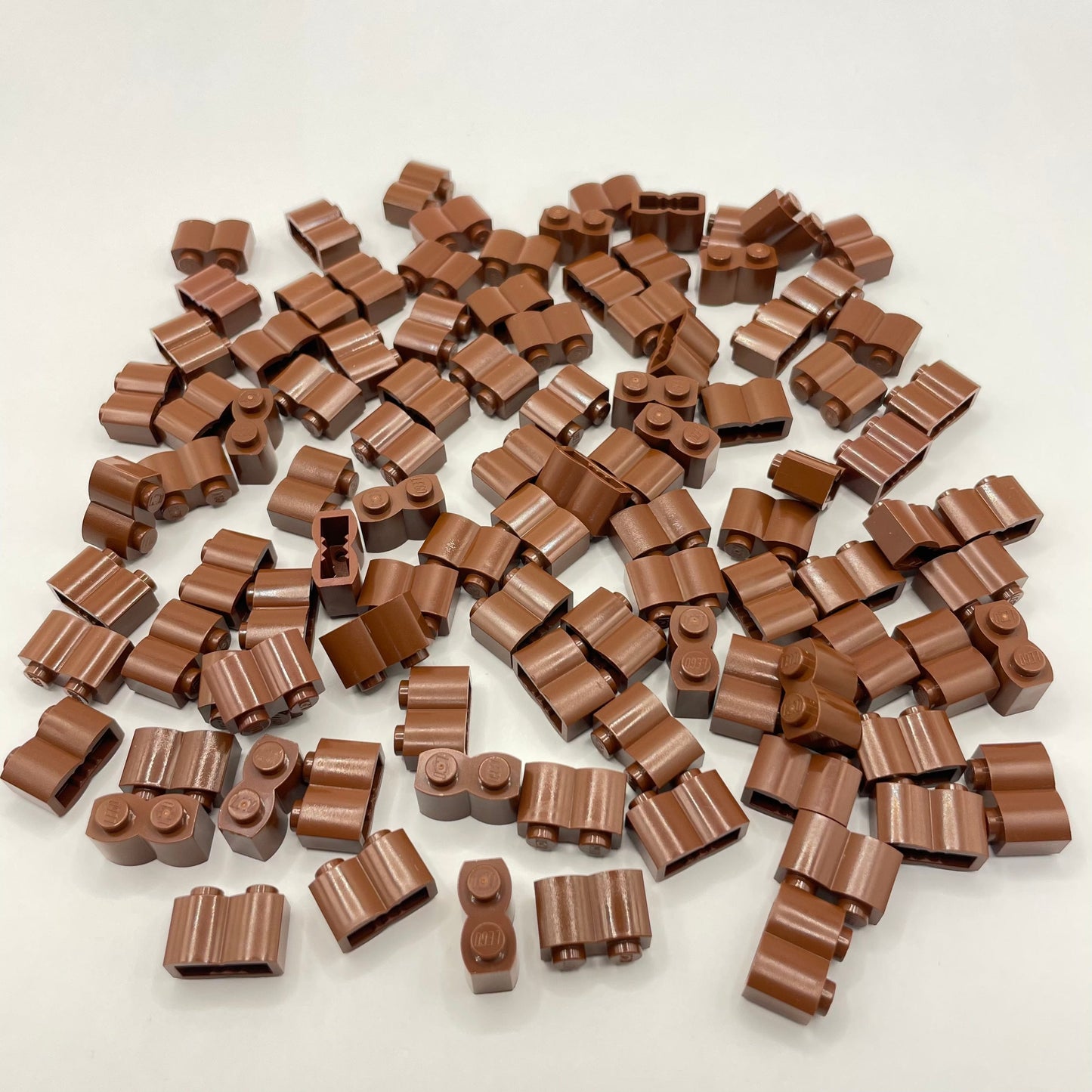 LEGO Reddish Brown Log Profile Bricks 1x2 (100 Pieces)