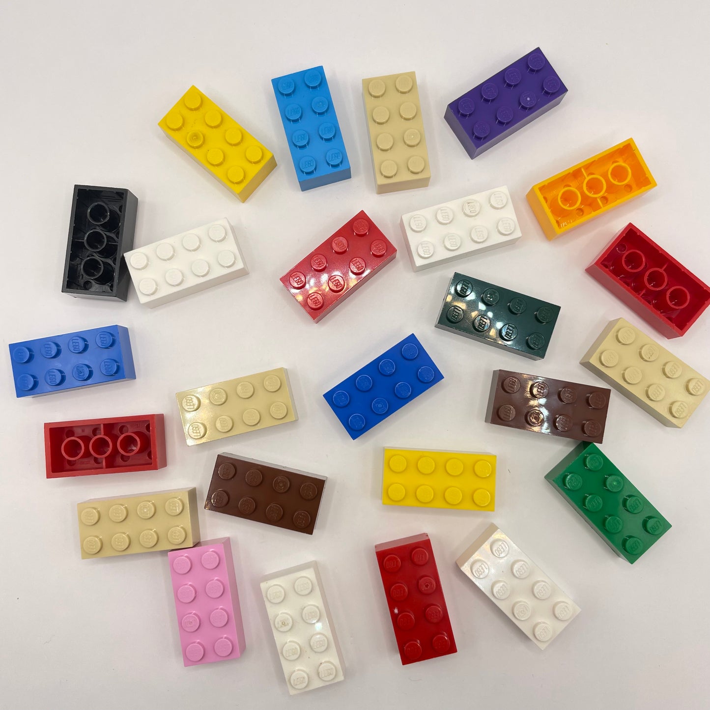LEGO 2 x 4 Bricks, Mixed Colours, 25 Pieces