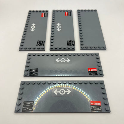 LEGO Modified Plates 6x16, Dark Bluish Grey, 5 pieces, worn stickers