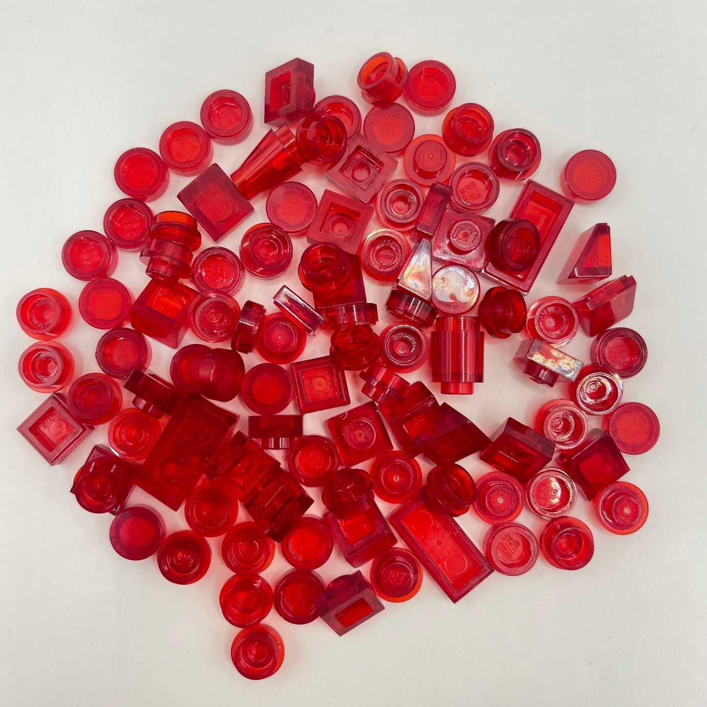 LEGO Transparent Red, Mixed Pieces, (100 Pieces)