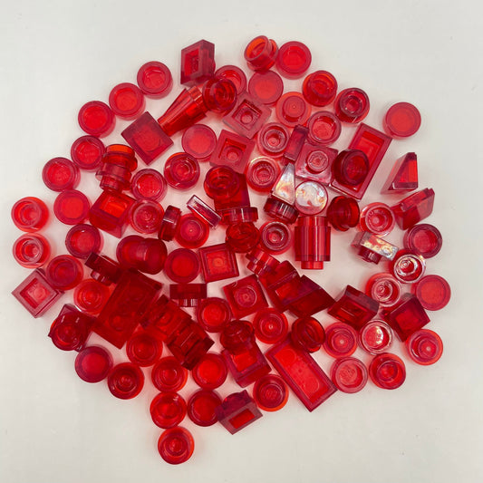LEGO Transparent Red, Mixed Pieces, (100 Pieces)