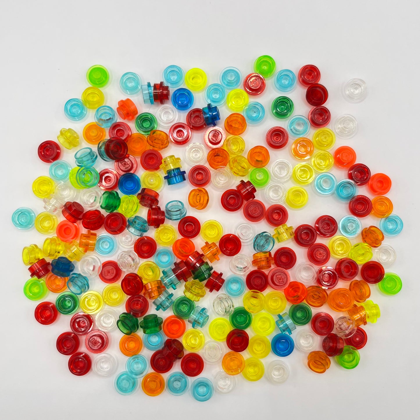 LEGO Mixed Colours, Transparent, 1x1 Round, (200 Pieces)