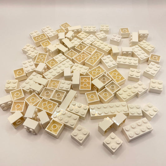 LEGO Bricks 2x Wide, White, Approx. 130g